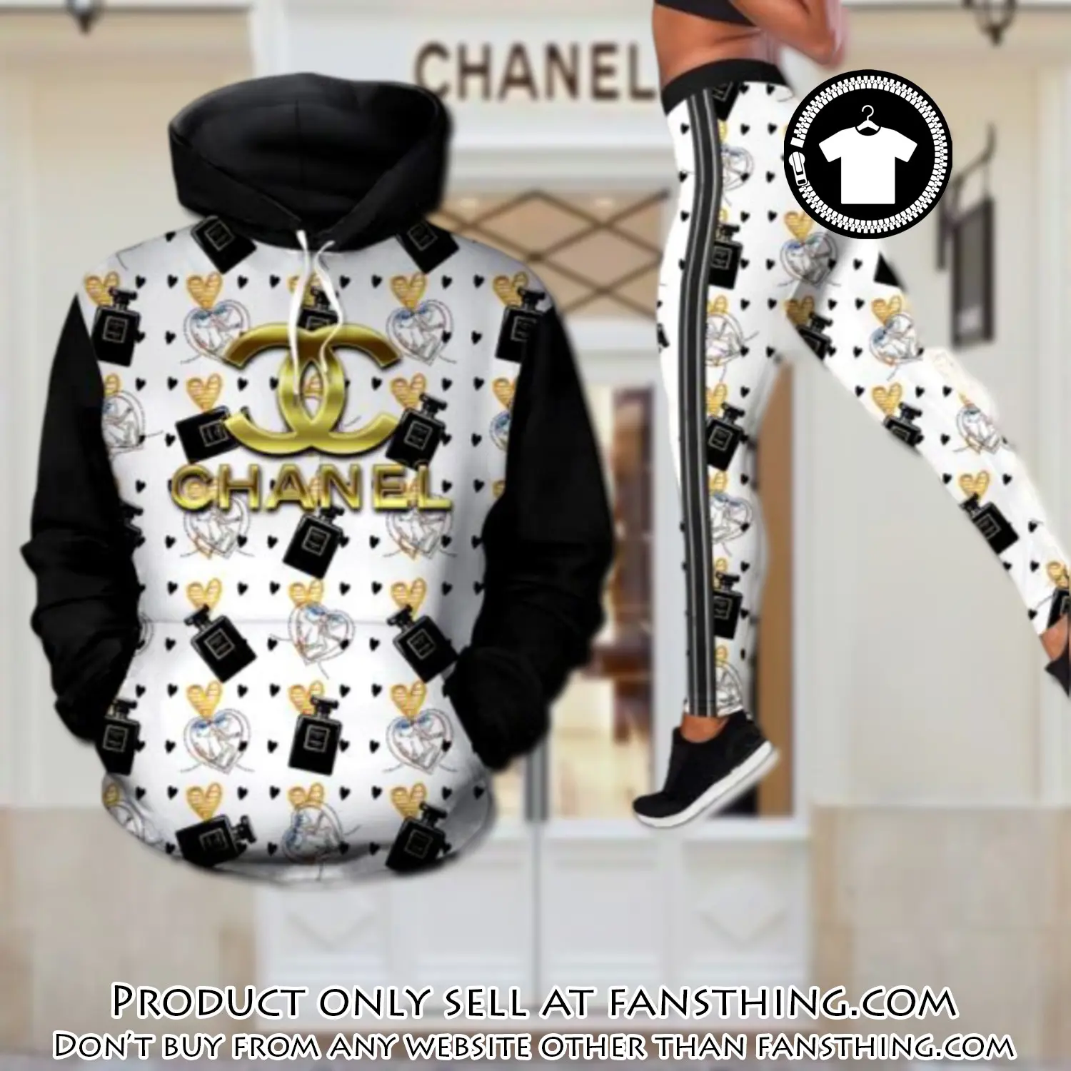 Chanel perfume hoodie legging set luxury for women fst5507425